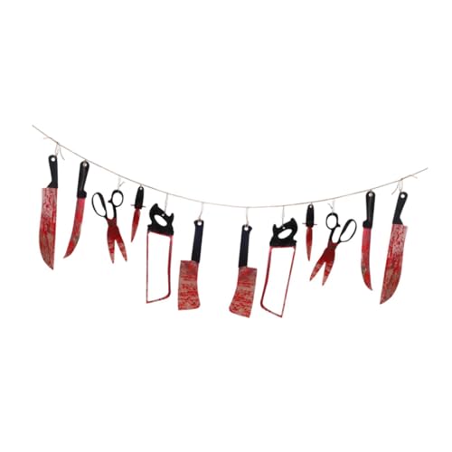 Kokiya ハロウィンバナー スプーキー雰囲気 ナイフ型ガーランド ホラーオーナメント 軽量PVC素材 壁掛け装飾 再利用可能 DIYパーティー用品 多目的 お祝いシーンに適用, Style A