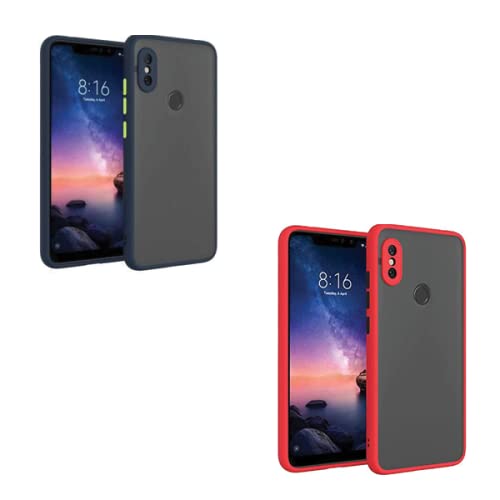Image of Redmi Note 6 Pro Smoke Silicone Back Matte Cover Case Full Body and Camera Protection Back Cover Case Anti-Slip Grip and Anti Dust Blue + Red Combo by Mayur mobiles