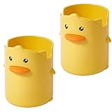 ❤ El Paquete Incluye ❤ El portalápices tiene 2 piezas en total, amarillo, el tamaño es de 8,8 x 10,5 cm / 3,46 x 4,13 pulgadas, fácil de usar, suficiente para satisfacer sus necesidades diarias. Puede mantener su escritorio ordenado.