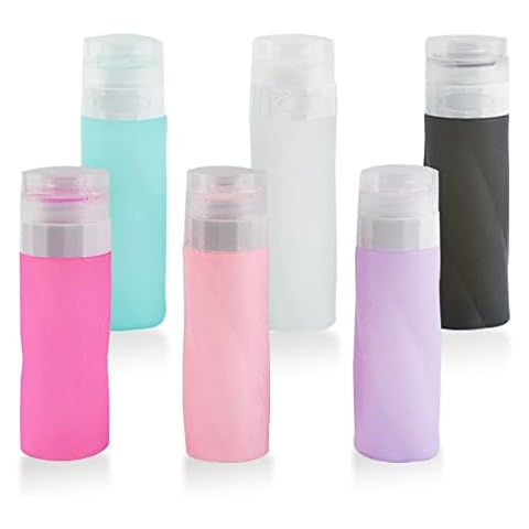 Auptiz Travel Bottles for Toiletries,Silicone Travel Bottle,Leak Proof Refillable Squeezable Containers,6pcs Portable Travel Containers Set,or Lotion Liquid Shampoos,Toiletries,90 ml Cover