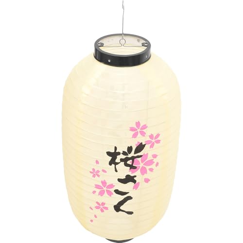 KESYOO Linterna Colgante Japonesa Estilo Flor de Cerezo Beige 25x48 Cm para Decoración de Jardín, Hogar y Festivales, Adorno Tradicional Floral de Cerezo