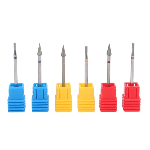 6pcs Tungsten Carbide Nail Drill Bits Set for Acrylic Gel Nails Electric Nail Drill Machine Accessory for All, High Durability, Less Dust