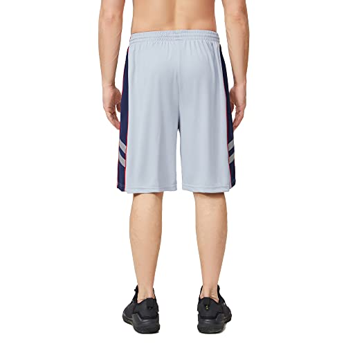 urbciety Short masculino de 30,5 cm para academia e basquete com bolsos, Cinza, azul-marinho, Small