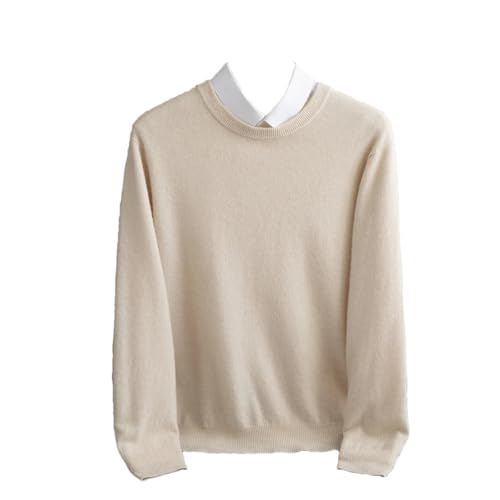 Dcvmvmn Men's Autumn Winter O-Neck Pullovers Business Casual Base Wool Sweater Knit High-Grade Warm Male Jumper Beige