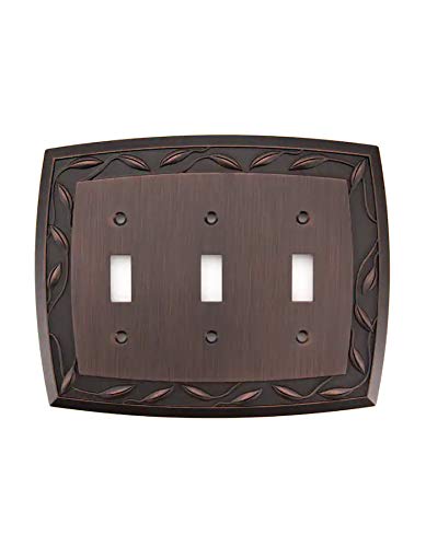 Allen + Roth 3-gang Dark Oil-rubbed Bronze Standard Toggle Metal Wall Plate