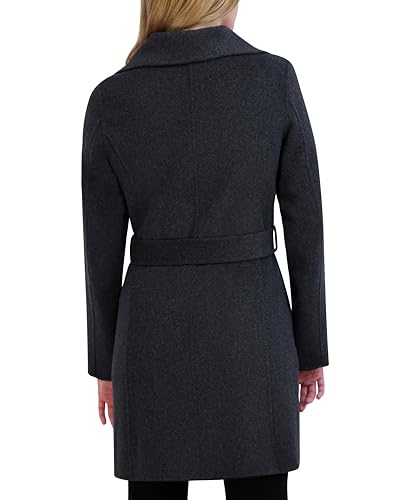 Image of TAHARI Women's Double-faced Luxury Soft Wool Blend Peacoat- Wrap Wool Coat With Removable Belt