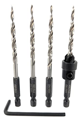 Image of FTG USA #8 (11 /64 inch) Wood Countersink w / 3 Repl. Bits, 3 /8 inch Collar & Hex Key