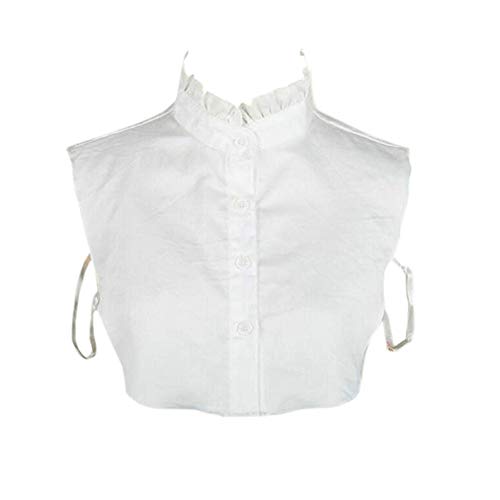 Joyci Simple Ruffles Fake Collar Detachable Dickey Collar Clothes Accessory (White)