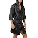 Satin-Bademantel mit Kapuze für Herren, Nachtwäsche, Pyjama, Robe, Nachtwäsche, Kleid mit fließender Silhouette und weichem Fall (L schwarz)