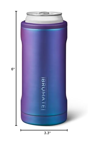 Image of BruMate Hopsulator Slim Can Cooler Insulated for 12oz Slim Cans | Skinny Can Insulated Stainless Steel Drink Holder for Hard Seltzer, Beer, Soda, and Energy Drinks (Dark Aura)