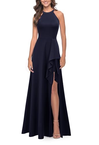 FORTRIC Women Summer Vestidos Elegantes de Mujer para Fiesta Evening DarkBlue S