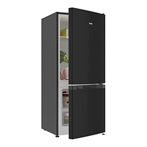 CHIQ Freistehender Kühlschrank mit Gefrierfach | Kühl-Gefrierkombination Low-frost Technologie | 12 Jahre Garantie auf den Kompressor*, Dunkler Edelstahl Look (117L) | 114 x 47 x 49,5 cm (HxBxT)