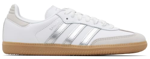 adidas Originals Samba OG Womens Sneaker (White Silver Gum Metallic, 7.5)
