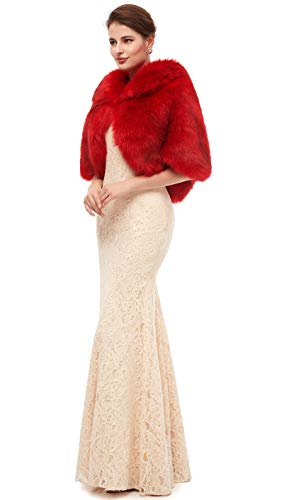 Women's Faux Fur Coat Evening Party Shawl Shrug Wraps Stole4