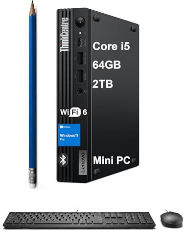 Image of Lenovo ThinkCentre M70q Gen 5 Tiny Business Desktop (Intel 10-Core i5-14400T (> i7-13700T), 64GB DDR5, 2TB SSD, UHD Graphics 730) MFF, Mini PC, DisplayPort, Ethernet, HDMI, 3-Yr WRT, Win 11 Pro