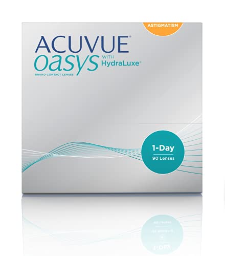 Acuvue OASYS 1-Day for ASTIGMATISM con tecnología HydraLuxe - Lentillas diarias - protección UV - 90 lentes; -3.25 dioptrias; cilindro-1.25; eje 170; BC 8.5; DIA 14.3; 90P lentes