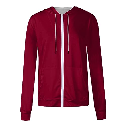 Womens Zip Up Hoodies Long Sleeve Solid Oversized Y2K Jacket with Pockets Casual Sweatshirts4