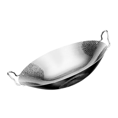 Amosfun Olla Inoxidable para Cocinar Sartén Wok con Doble Asa Resistente Deformaciones Distribución Uniforme del Calor para Hogar y Camping