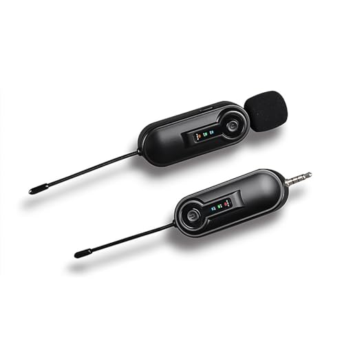 TFixol Microphone filaire UHF à clipser - Transmission efficace de 50 m - Batterie intégrée - Prise TRRS de 3,5 mm avec adaptateur TRS de 6,35 mm - Pour téléphone, ordinateur, Vlog, vidéo, streaming