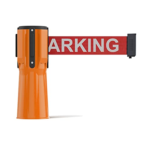 Trafford Industrial 11 Ft. Cone-Mounted Retractable Belt Barrier Orange Case with Red