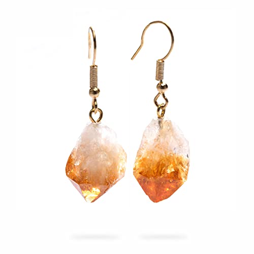 Ayana Crystals Citrine Earrings with Gold Plated Copper settings – Genuine November Birthstone Jewelry with Natural Citrine Crystals for Spiritual Balance and Emotional Clarity