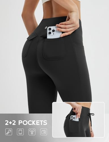 baleaf Womens Cargo Leggings with Pockets Drawstring Tummy Control Scrunch Butt 7/8 Ankle Petite Yoga Pants Running4