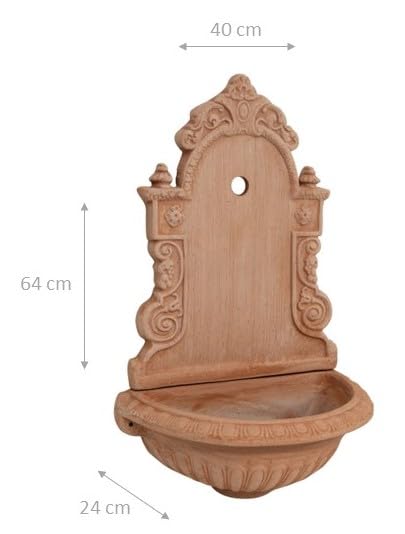 Fontana Da Giardino In Terracotta - Stile Toscano Artigianale, L43xP37xH65 Cm, Antigelo