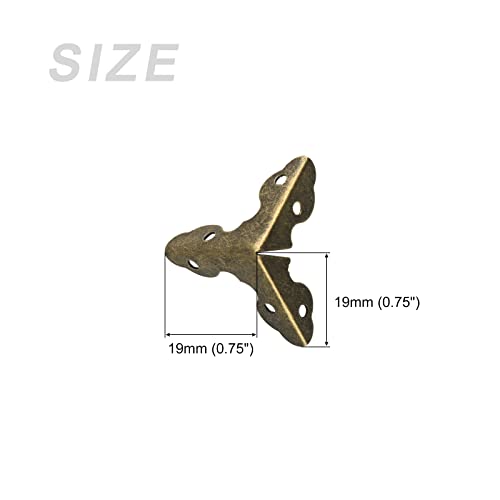 Image of METALLIXITY Box Corner Protectors Decorative(19mm /0.75 inch) 4Pcs, Metal Wood Case Edge Guard - for Furniture Table Wood Case, Bronze
