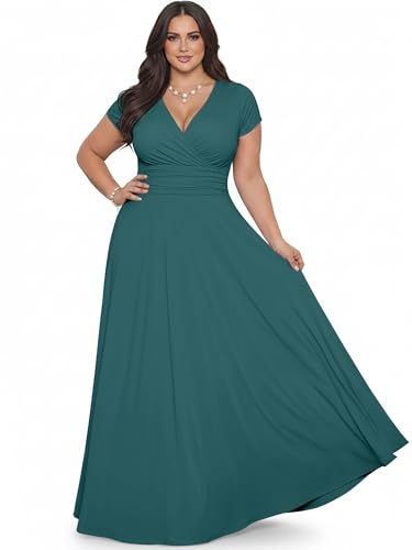 Image of KOH KOH Womens Sexy Cap Short Sleeve V-Neck Flowy Cocktail Gown