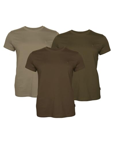 Pinewood 3447 3-Pack Damen T-Shirt Green/H.Brown/Khaki (720) M