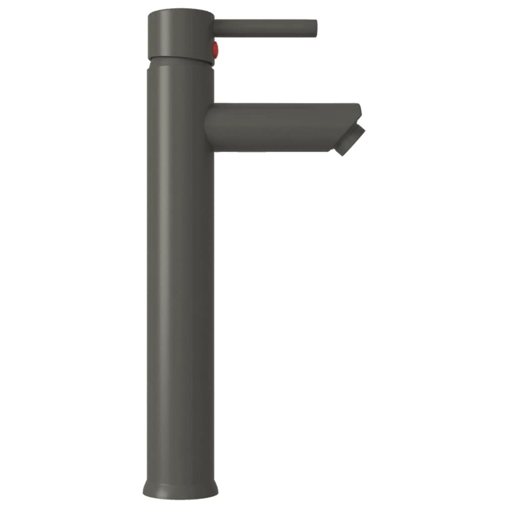 Grifo mezclador de baño gris monomando 12 x 30 cm, latón con cartucho de cerámica, manguera flexible de acero inoxidable para lavabo y grifo de baño, fácil montaje, duradero