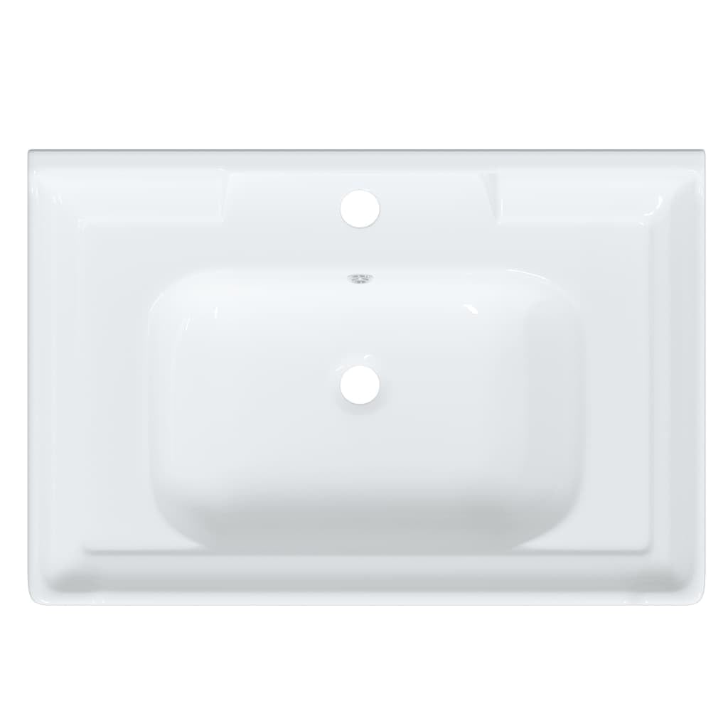 Vasque à Encastrer, Lavabo Encastré Céramique Évier Encastrable Salle de Bain blanc 71x48x23cm rectangulaire céramique