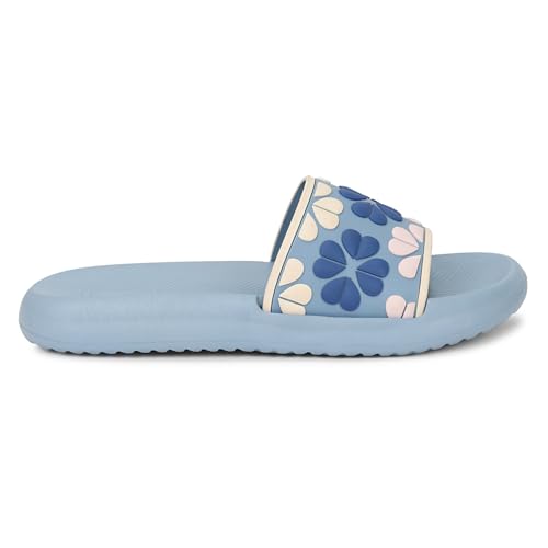 Image of Aqualite Women's Slides Slippers | Slip-On Flat Base Flipflop for Women | Anti-Skid Sole, Lightweight Comfort for Daily Home & Outdoor Wear | Casual Ladies Sandal