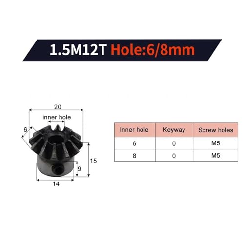 Engrenage fixe conique en acier usiné avec précision alésage interne 8mm