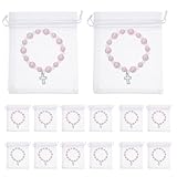 CAXUSD 1 Set Katholischer Rosenkranz-gastgeschenke – 20-teiliges Set aus Kunstperlen-kreuzarmbändern in Organzabeuteln – Religiöses Geschenk Zur Taufe