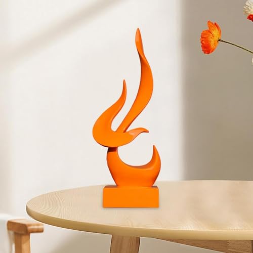Estatua Abstracta Llama Decorativa en Resina Naranja miniatura 5