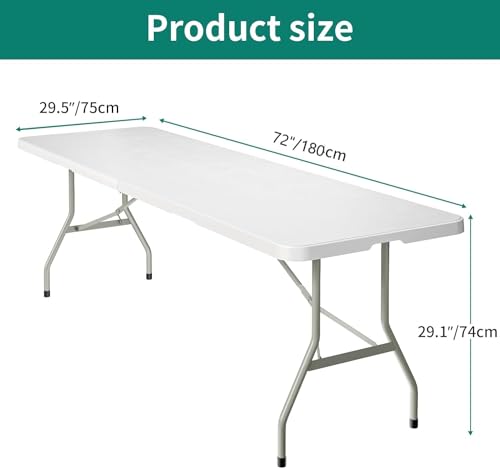 طاولة قابلة للطي ومتعددة الاستخدامات وشديدة التحمل لجميع المناسبات والأنشطة الخارجية والداخلية، من الصافي - اي اس تي، بلاستيك
