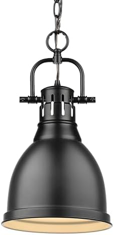 Golden Lighting 3602-S BLK Duncan Pendant, Matte Black with Matte Black Shade