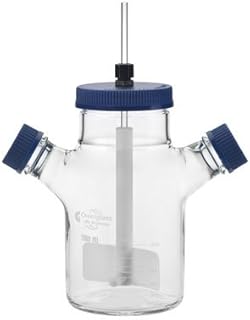 Chemglass CLS-1430-F3L Series CLS-1430 Bioprocess Spinner Flask, Complete, Flat Bottom, 165 mm OD, 355 mm Height, 3000 mL
