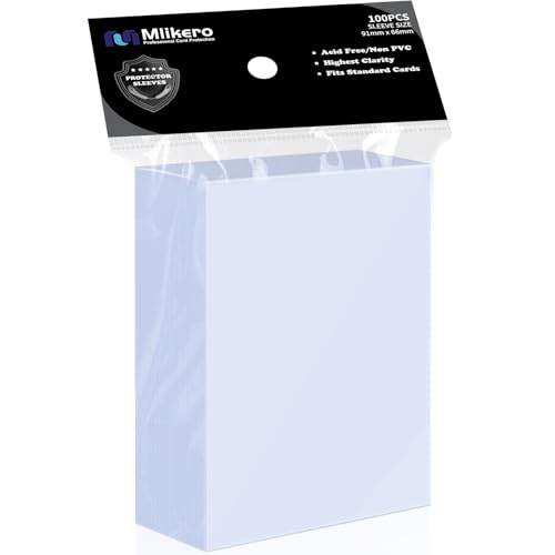 Image of Mlikero 100 Count Card Sleeves, Clear Soft Trading Card Sleeves, Polypropylene (PP), Fit for MTG, TCG, Baseball, Football, Game Cards