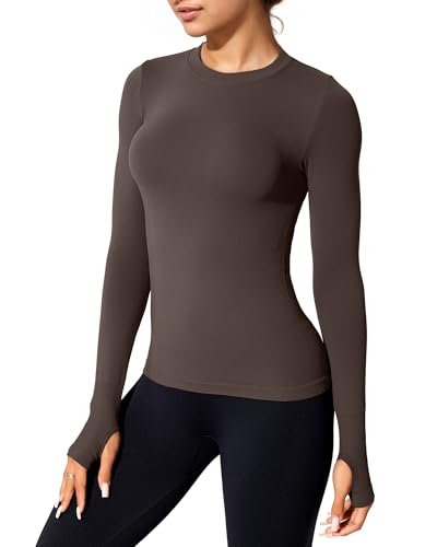 JTSONN Sportshirt Damen Langarm Gym T-Shirt Laufshirt mit Daumenloch...