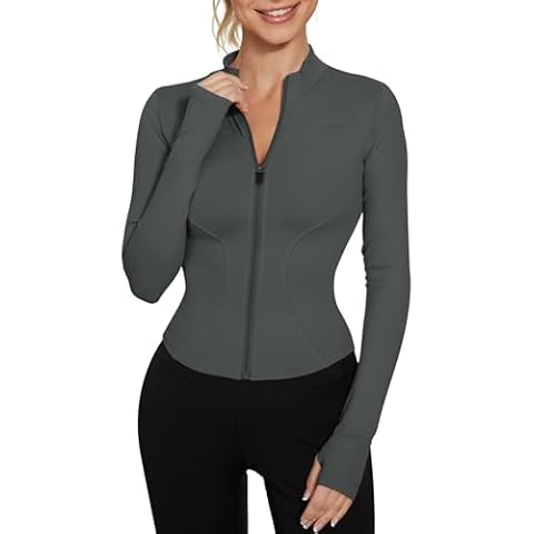 IECCP Women's Long Sleeve Zip Workout Top Cover