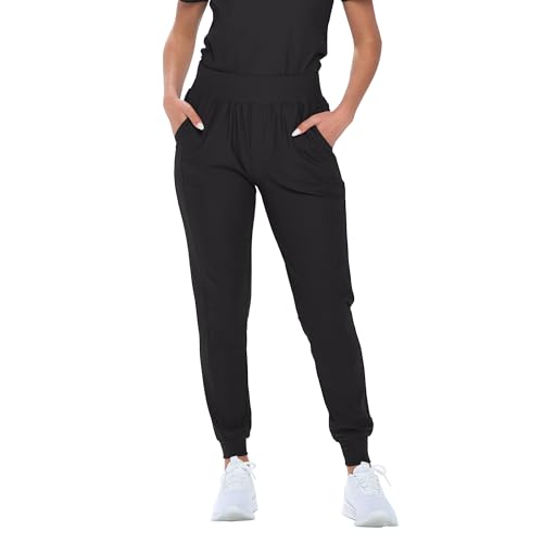 Monarch Uniforms Womens Jogger Scrub Pants Max Stretch Scrub Joggers for Women Black - Thumbnail 5