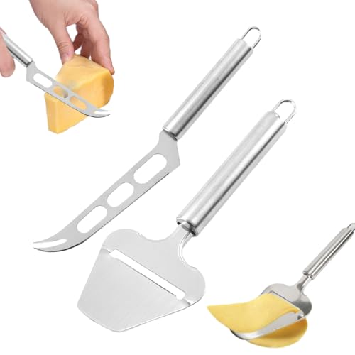 Käsehobel,Käsemesser Set,Edelstahl Käsehobel Testsieger,Käseschneider,Cheese Slicer Und Knife,Butterschneider Cutter,Perfekt Schneiden Werkzeuge Für Weichkäse,Schokolade,Pizza,Kuchen (2 Stück)