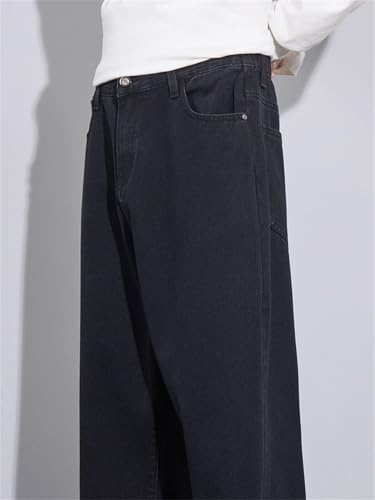 Hndudnff Men Wide Jeans with Pockets Straight Trousers Zipper Casual Denim Street Pants with Pockets4