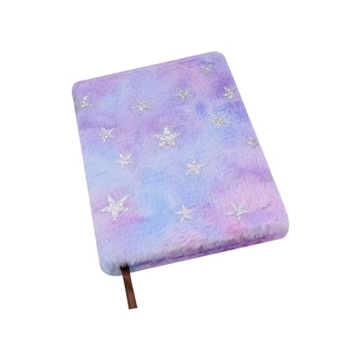Image of Caviotess Glitter Star Plush Diary for Girls Kids Cute Fuzzy Rainbow Notebook Journal Writing Planner Notepad (160 Pages)