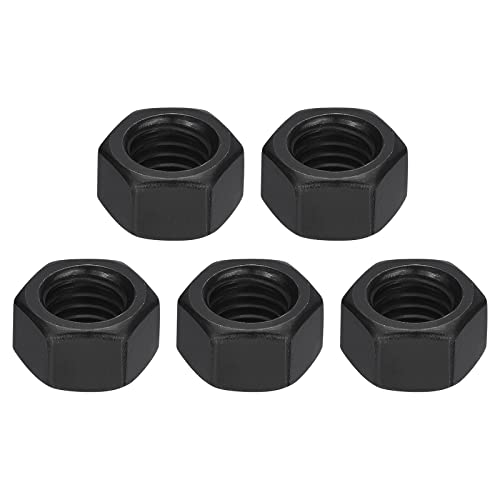 sourcing map 1/2-13 Hex Nuts, Carbon Steel Grade 8.8 Black Oxide Hexagon Nut for Screw Bolt, 5 of Pack