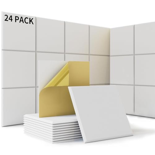 24 Stück Akustikplatten Selbstklebend, Schalldämmung Wand mit Hohe Dichte 230kg/m³, 30x30x1cm Schallabsorber Schallschutz tür Decken, Akustikpaneele Holz für Gaming Deko,...