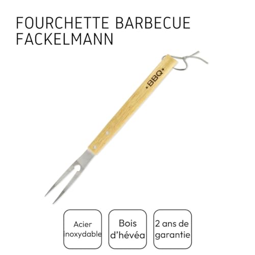 Fackelmann 25191 Grillgabel, Riesengrillgabel, Holz, Edelstahl, braun, 42 cm