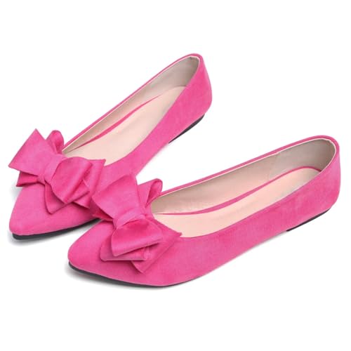 Image of TN TANGNEST Women's Flats Comfortable Dressy Slip On | Pointed Toe Bow Ballet Shoes, Business Casual Office Flats, Suede Flat Shoes